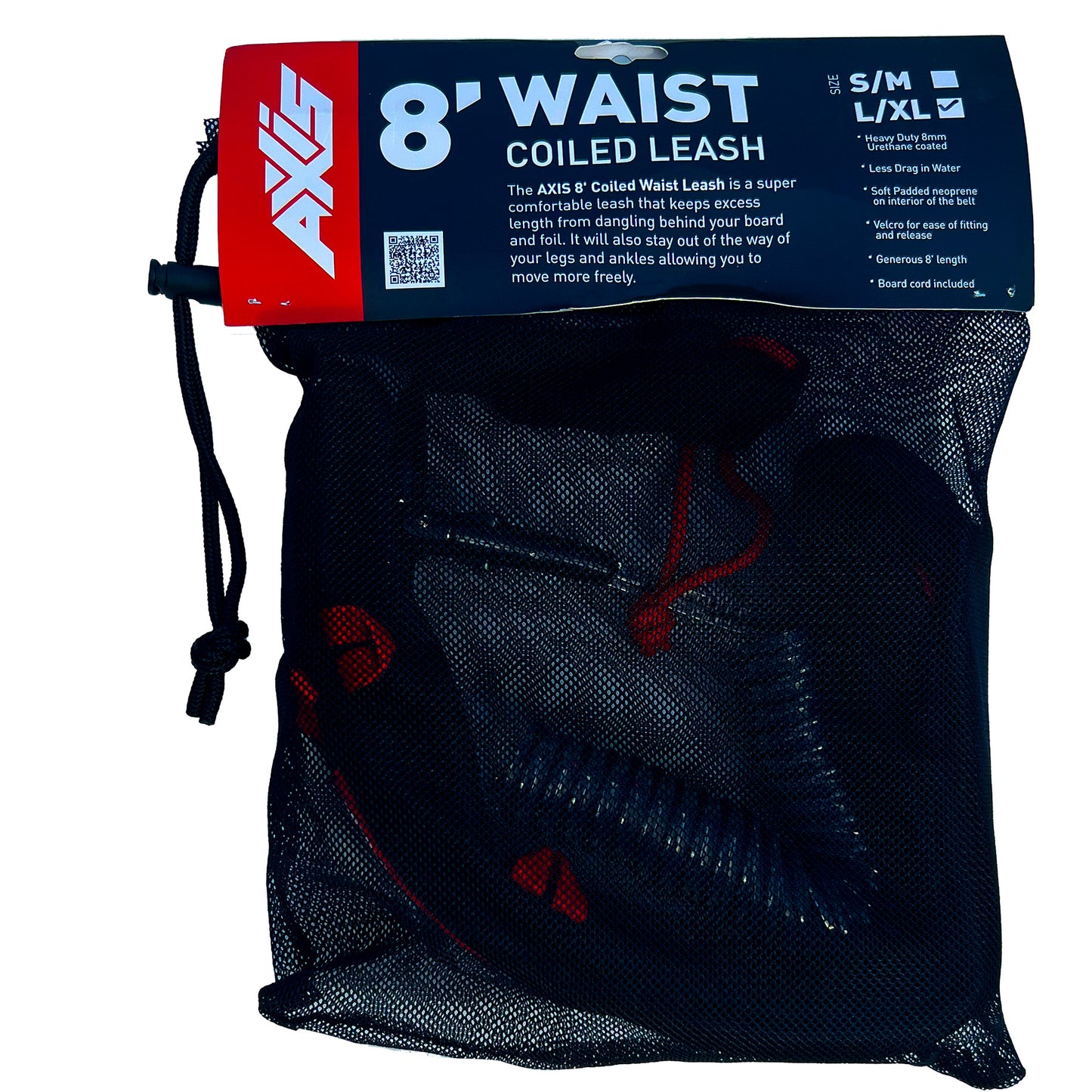 AXIS SUP Coil Waist Leash 8'