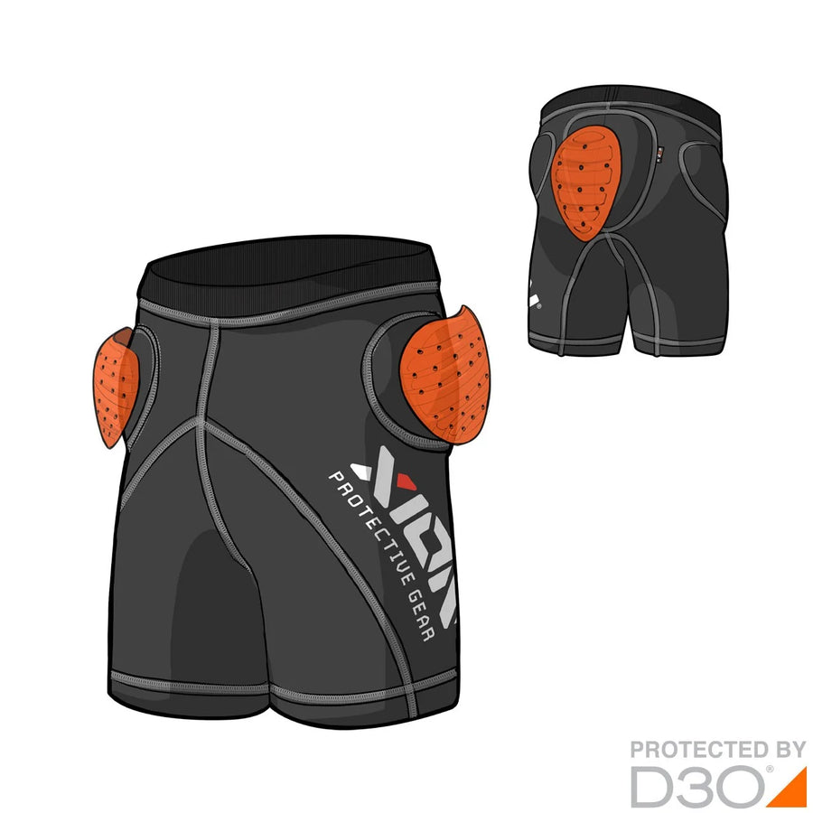 XION PG Junior Shorts Freeride Evo – D3O — Sho Combi Sketched