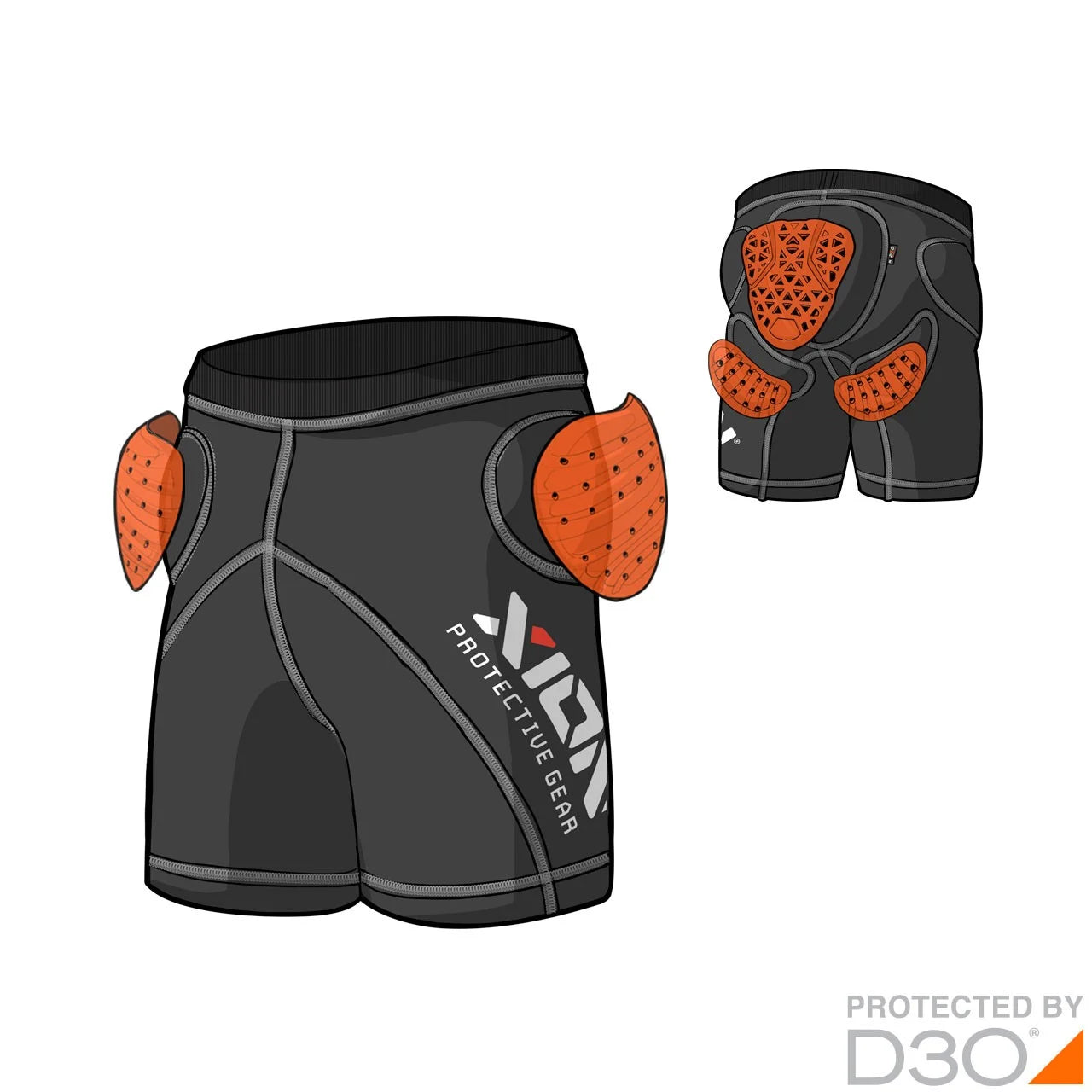 XION PG Mens Shorts Freeride Evo – D3O — Sho Combi Sketched
