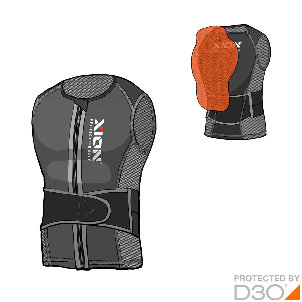 XION PG Junior Nosleeve Vest Freeride – D3O — Ves Combi Sketched