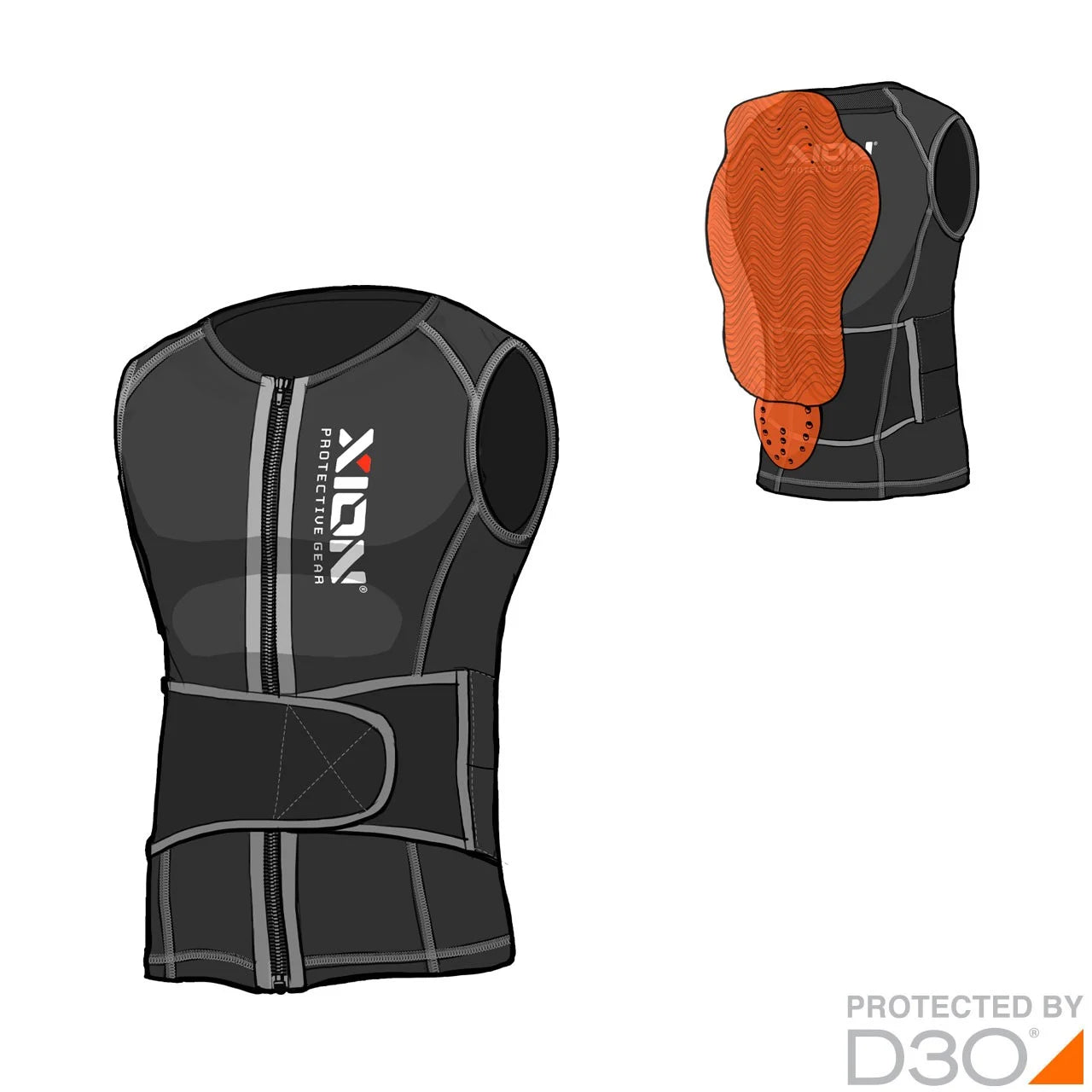 XION PG Men's Nosleeve Vest Freeride – D3O — Ves Combi Sketched
