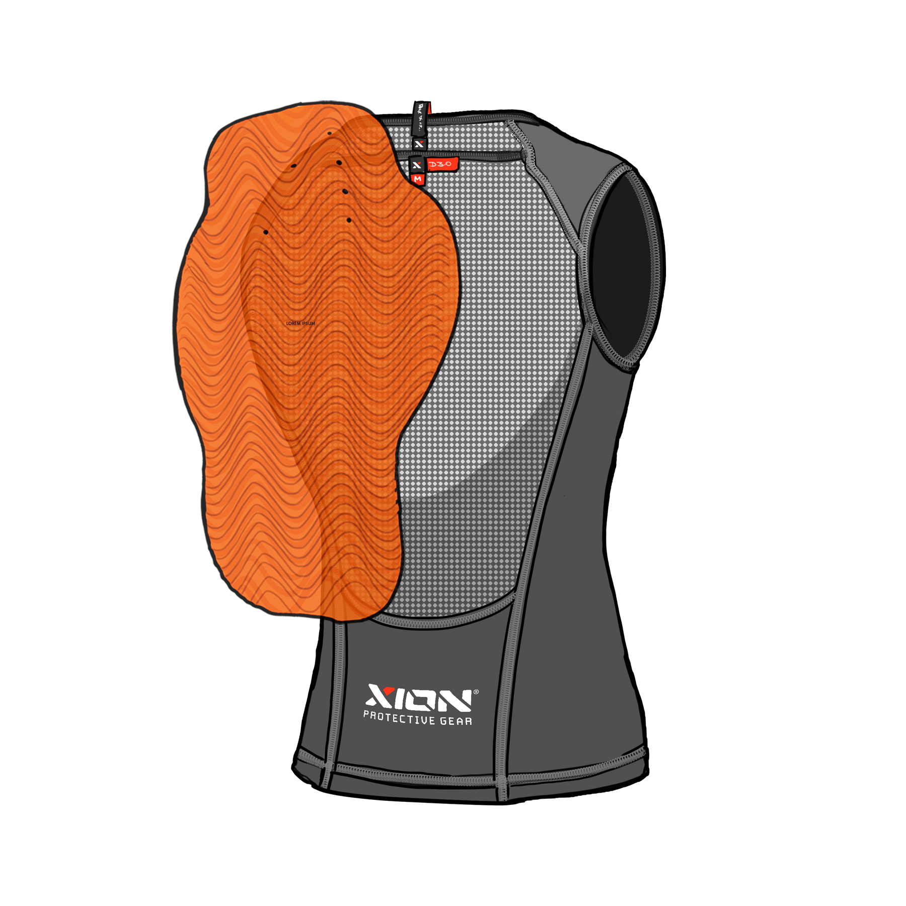 XION PG Women's Nosleeve Vest Freeride LITE – D3O — Ves Back Pad Sketched