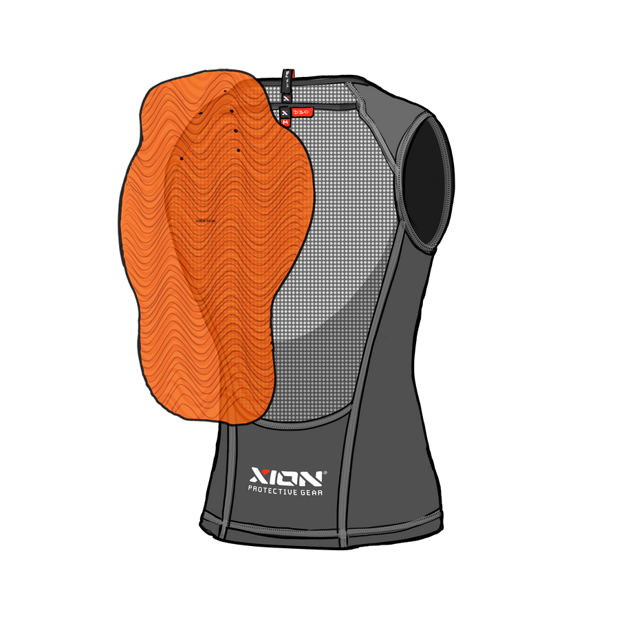 XION PG Women's Nosleeve Vest Freeride LITE – D3O — Ves Back Pad Sketched