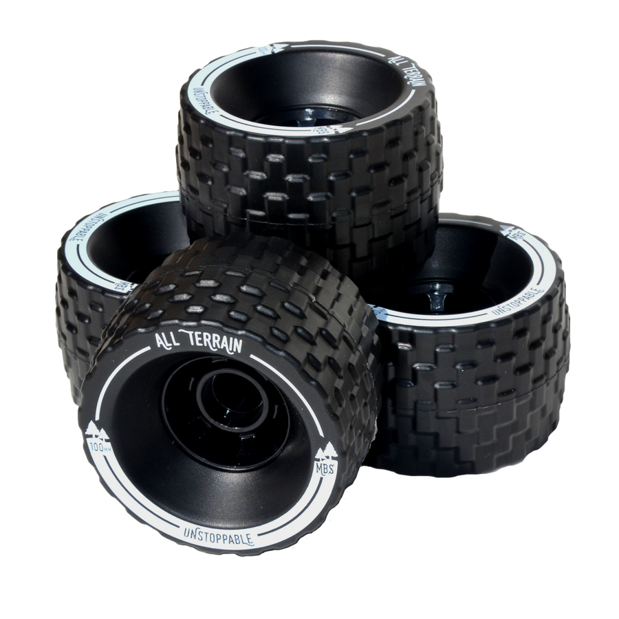 MBS All Terrain Skateboard Wheels — Set Black — Black