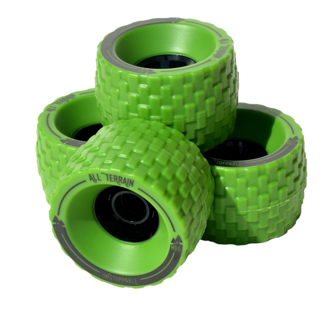 MBS All Terrain Skateboard Wheels — Set Green — Green