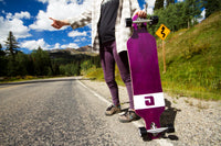 Atom Drop Through Longboard - 40", Purple Veneer — Lifestyle