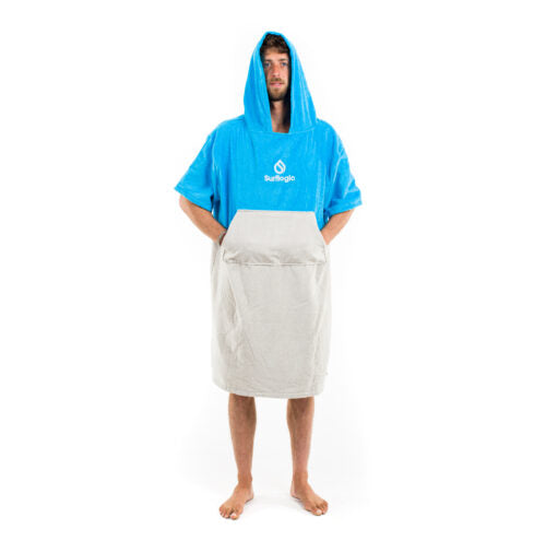 Surflogic Poncho — Cyan/Grey