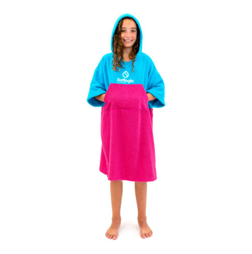 Surflogic Junior Poncho — Jnr Cyan/Pink